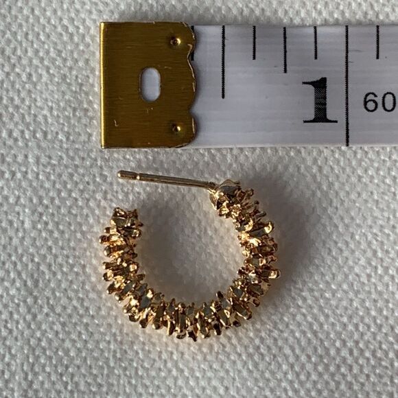 Small Gold Tone Sprinkle Textured Hoop Earrings – Playful Luxurious, Gift Ready - Picture 7 of 10